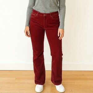 Vtg Express Corduroy Maroon Jeans Pants 6 Low Rise Bootcut Flare Made In Hong Ko